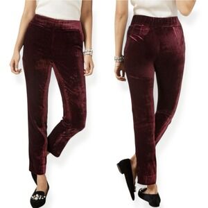 NWT Talbots Velvet Tapered Ankle Pants Size 8 Garnet Red High Waist Side Zip‎